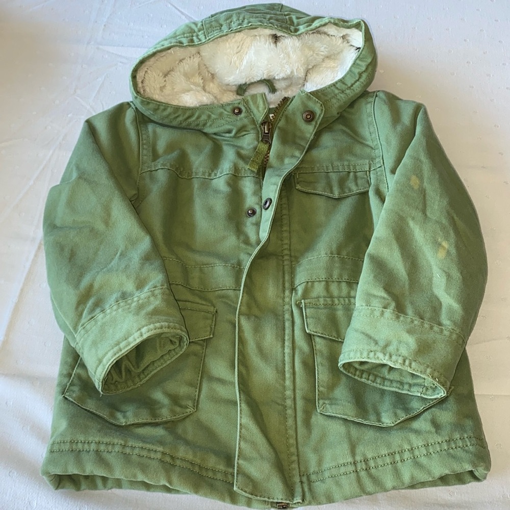 3T fleece lined coat 2 small discolorings